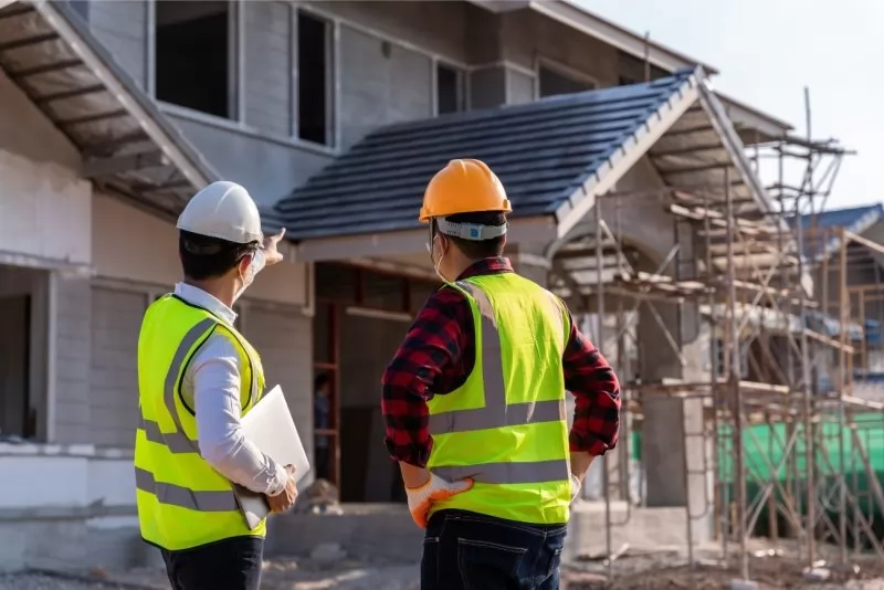 Professional construction team at work